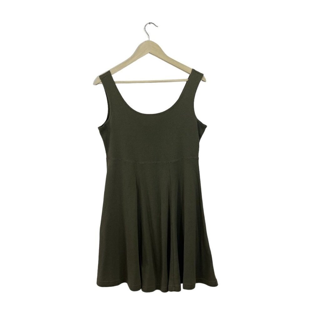 Vintage Express Tricot Large Mini Dress Green 1990's 90's Sleeveless Womens